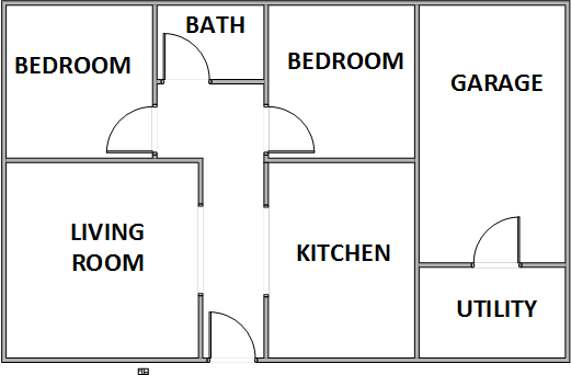 Floor plan for 2 beds, 1 bath
